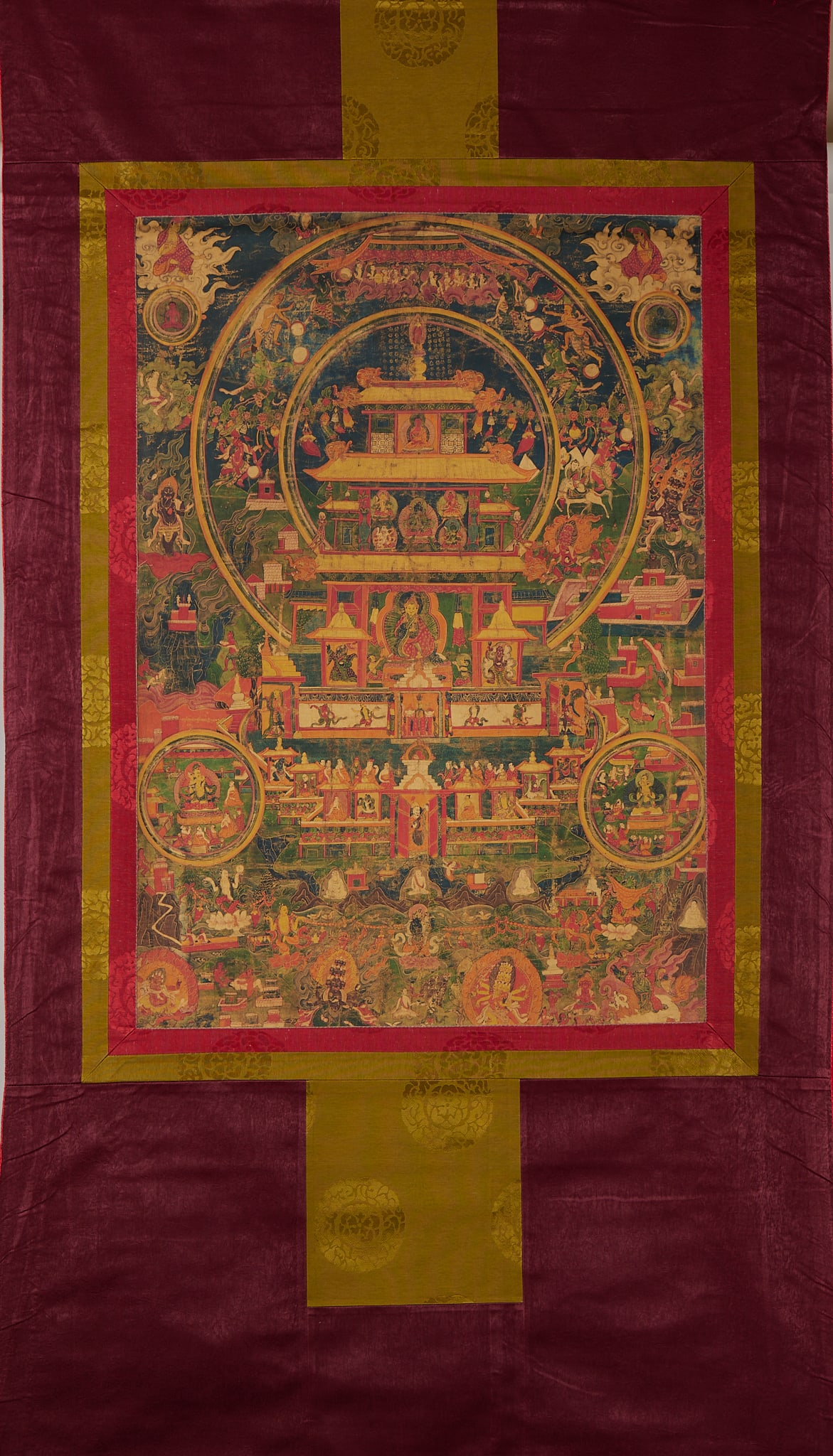 Mandala Palace Thangka: Mandala Palace ThangkaL 97 cm, W 71 cm