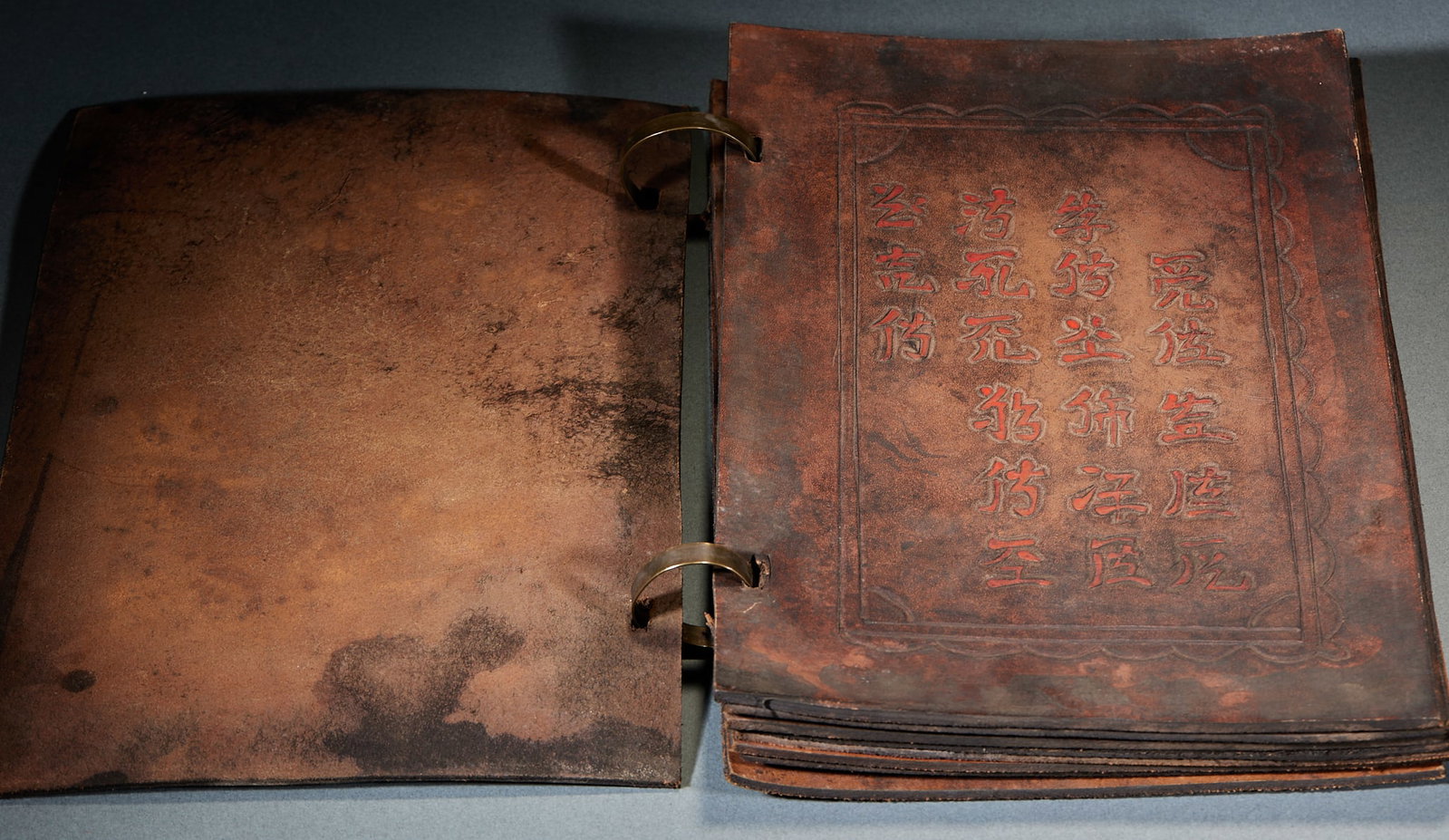 CinnabarInscribed Khitan Script Oxhide Buddhist Sutra - 4
