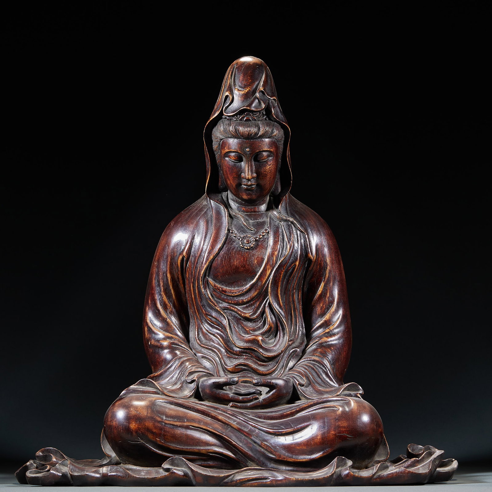 Agarwood Seated Guanyin Statue: Agarwood Seated Guanyin StatueH 49 cm, L 48 cm, W 30 cm