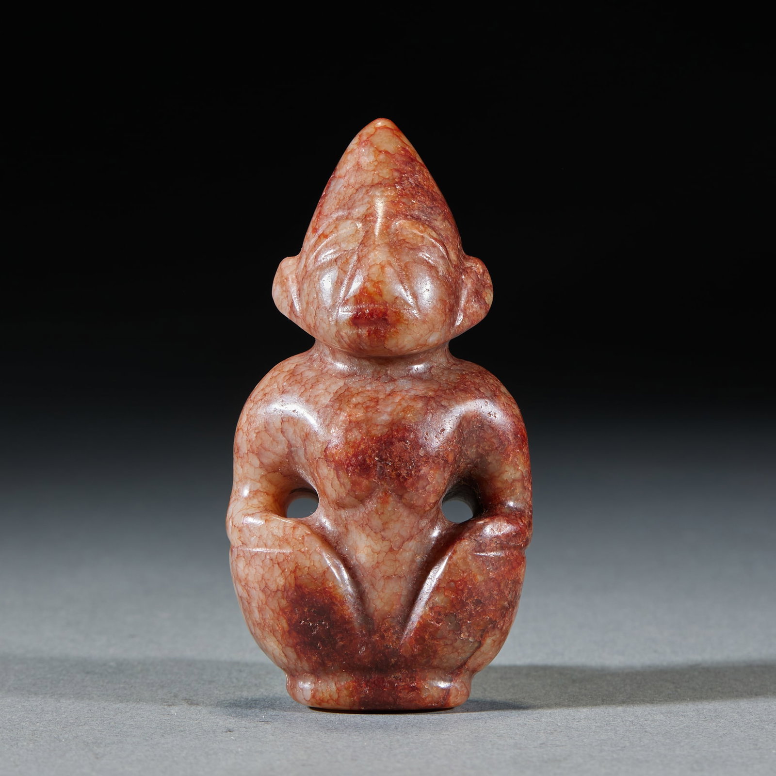 RedPatinated Jade Noble Lady Figurine: RedPatinated Jade Noble Lady FigurineH 9 cm, L 4.5 cm, W 3 cm