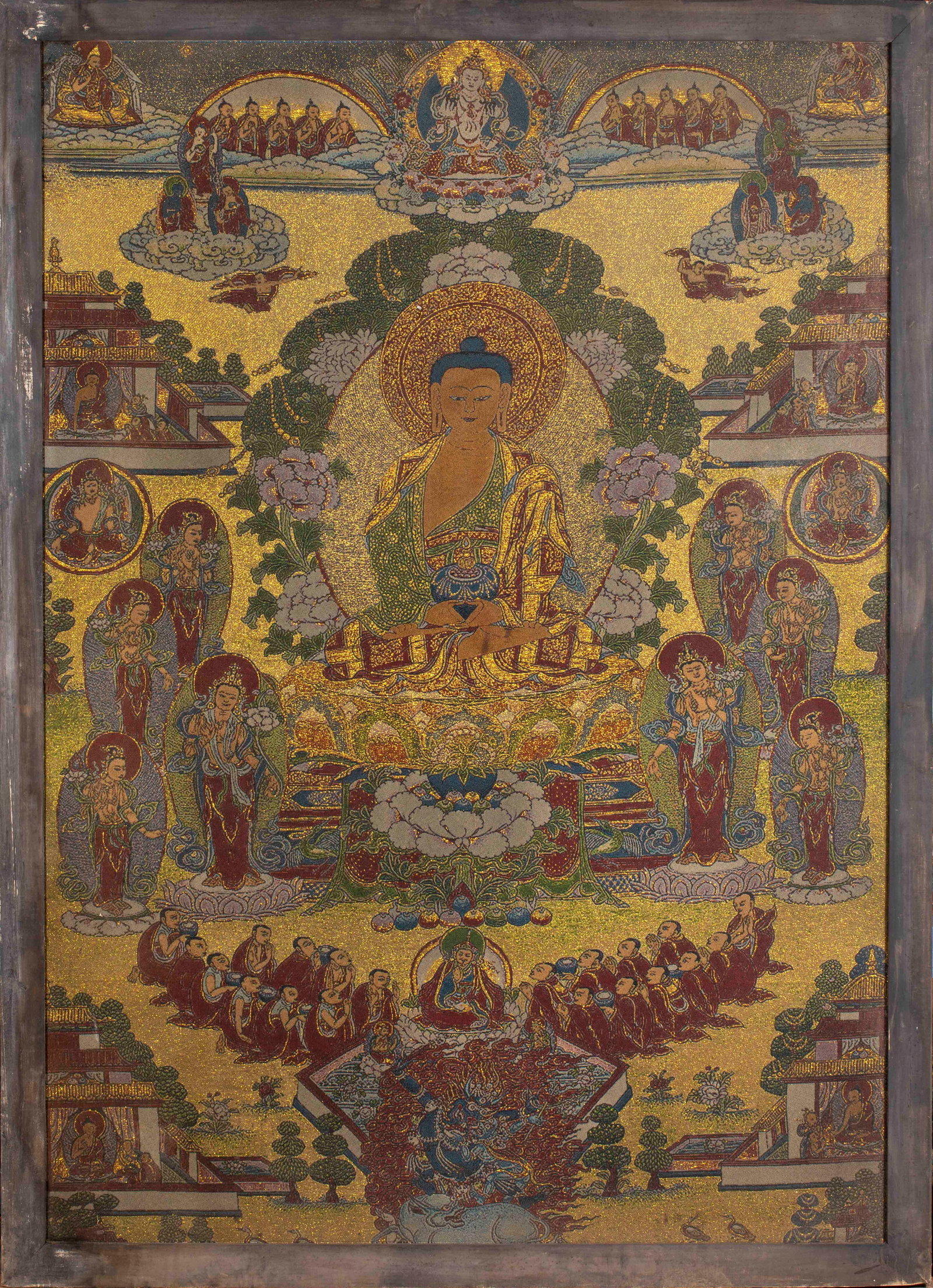 PreMing Kesi Hanging Screen of Medicine Buddha: PreMing Kesi Hanging Screen of Medicine BuddhaL 146 cm, W 106 cm