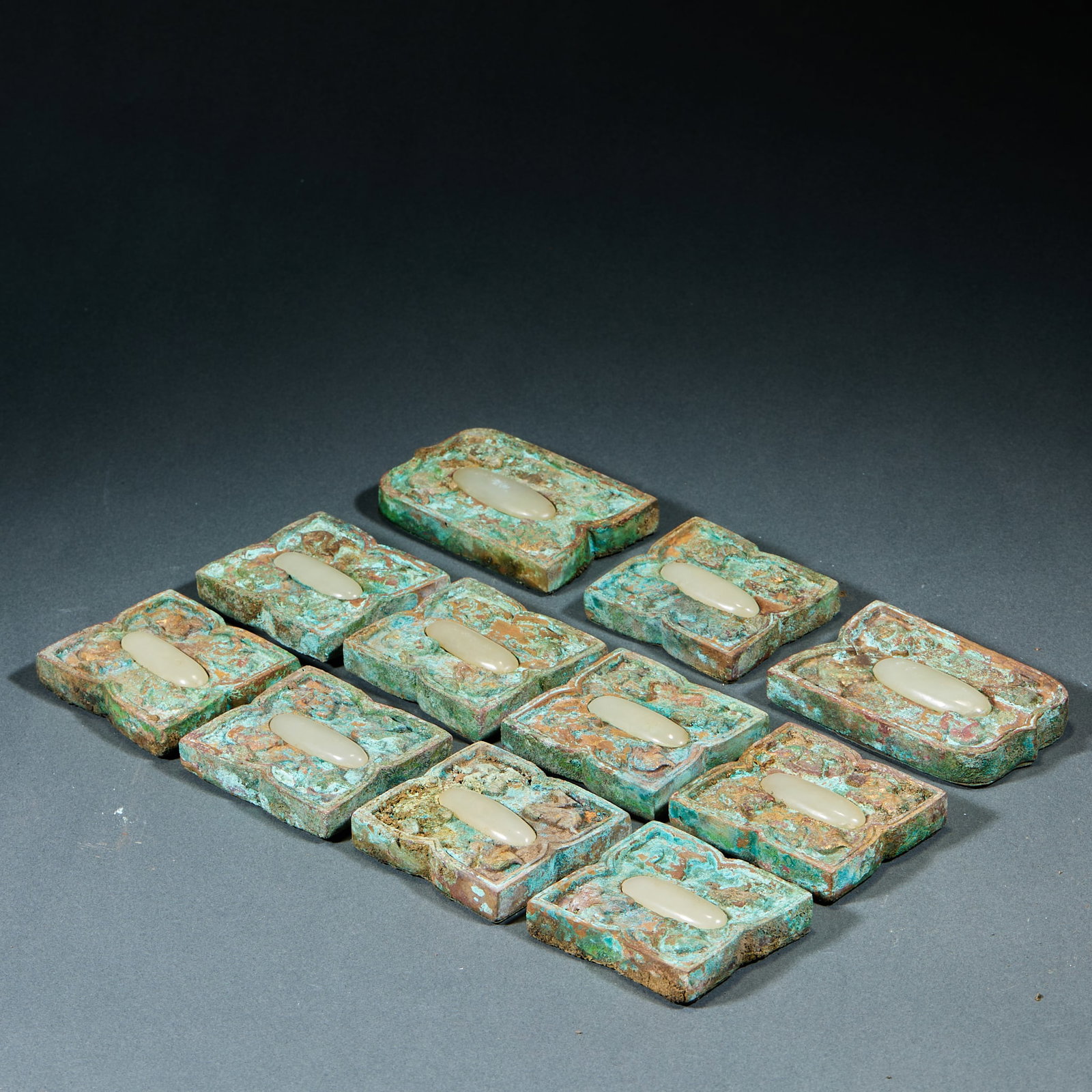 Complete Set of Gilt Bronze Waist Plaques Inlaid with Hetian Jade (1 of 5)
