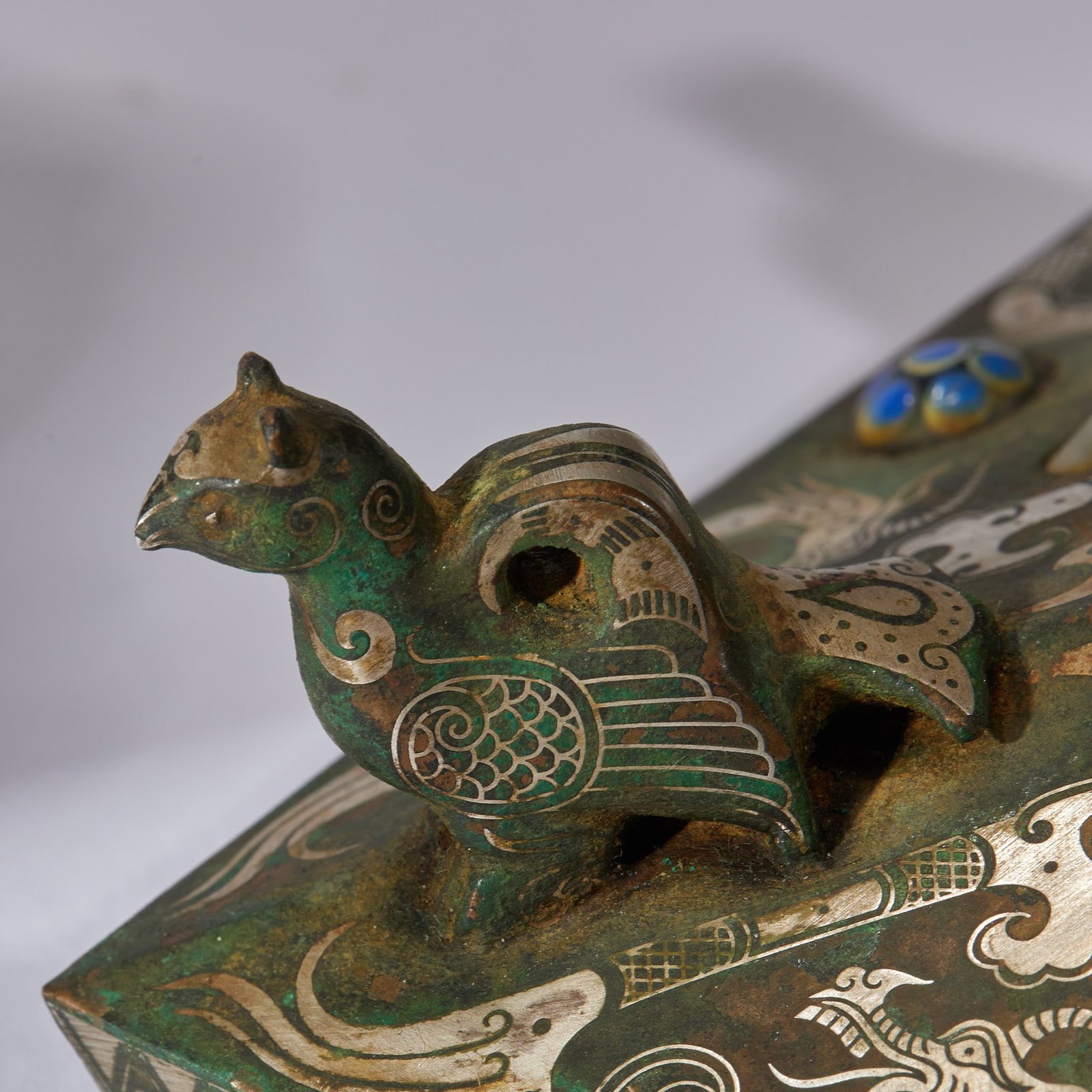 PreMing SilverInlaid Square Vase with Jade Inserts - 10