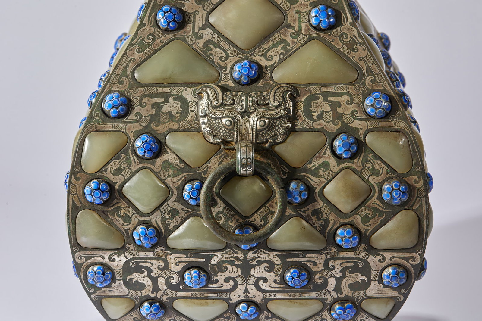 PreMing SilverInlaid Square Vase with Jade Inserts - 5
