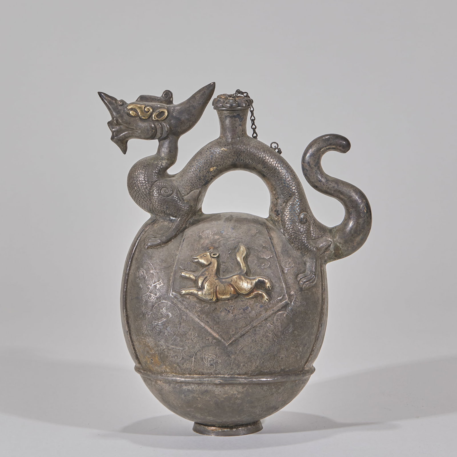 Solid Silver Gilt Dragon Ewer: Solid Silver Gilt Dragon EwerH 27.5 cm, L 20 cm, W 9.5 cm