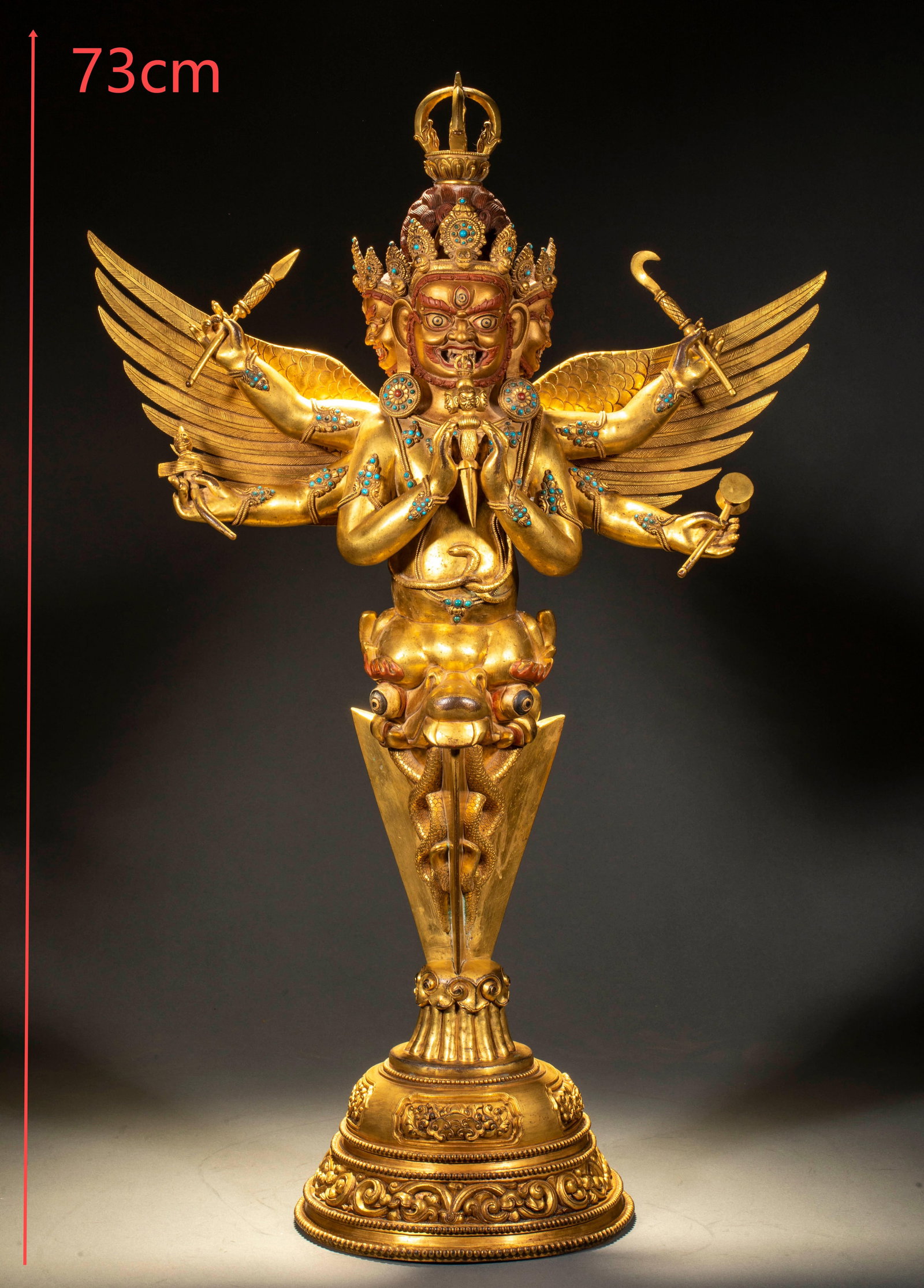 Gilt Bronze Vajra Pestle: Gilt Bronze Vajra PestleH 73 cm, L 47.5 cm, W 19 cm