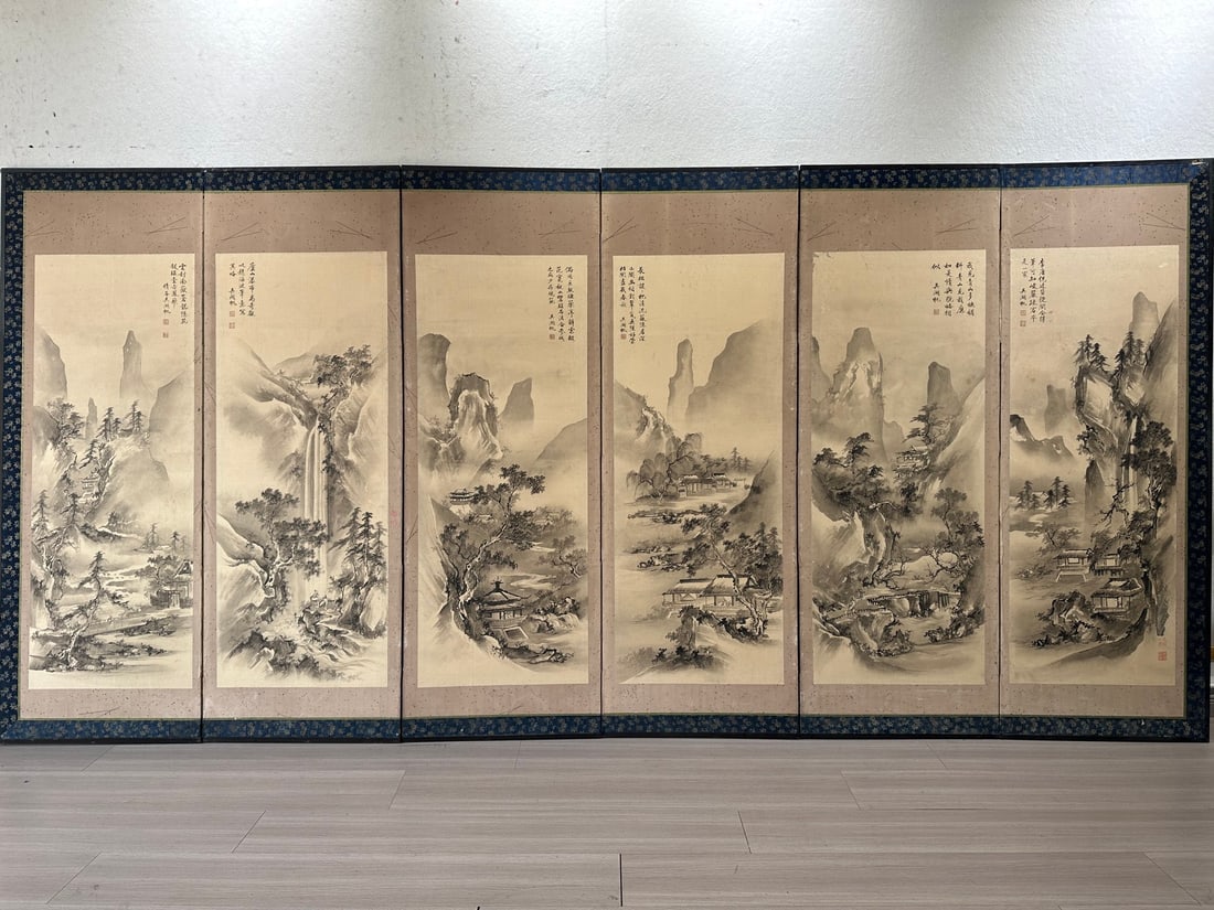 Landscape Screen by Wu Hufan: Landscape Screen by Wu HufanH 132 cm, W 312 cm