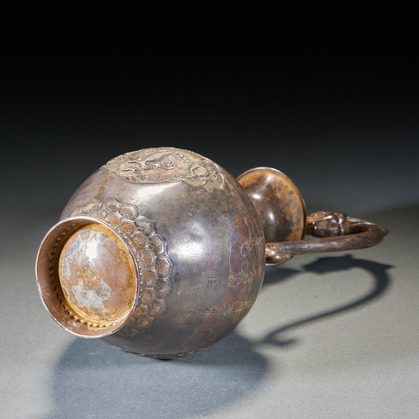 PreMing Solid Silver TwoEar Vase with Arched Windows Carved with Ancient Scripts - 10
