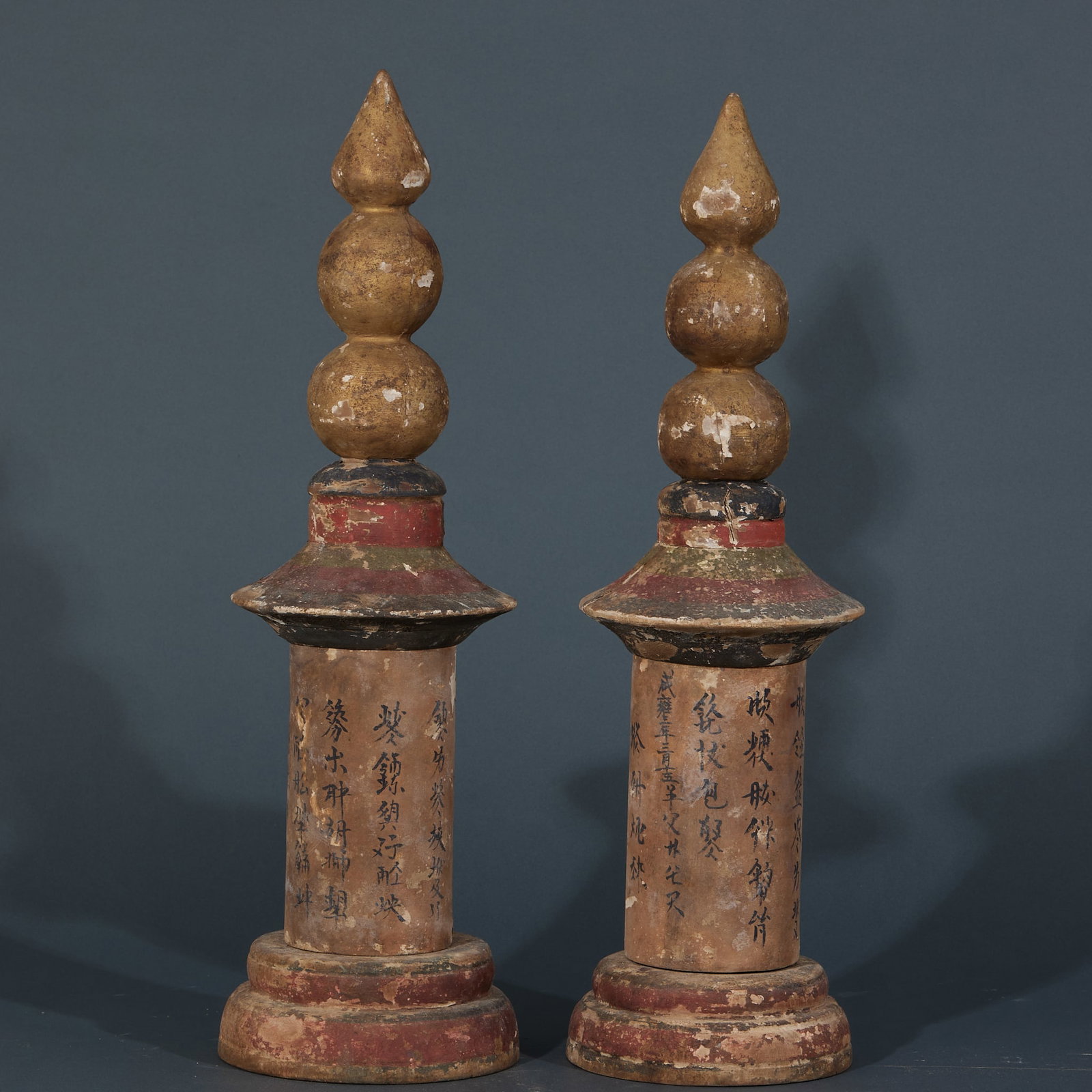 Pair of Cypress Wood Sutra Scroll Tubes: Pair of Cypress Wood Sutra Scroll TubesH 51 cm, Diam. 15 cm
