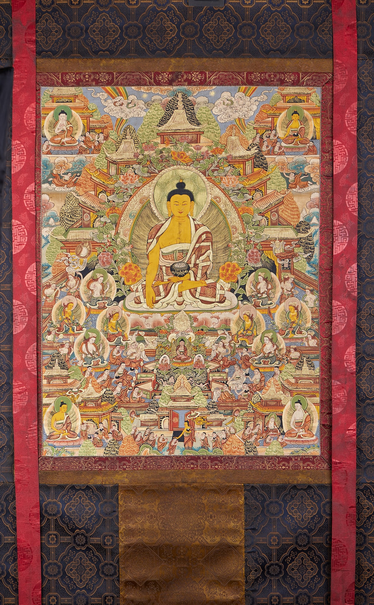 PreMing Gilt Bronze Buddha Plaque: PreMing Gilt Bronze Buddha PlaqueH 39 cm, L 14 cm, W 15 cm