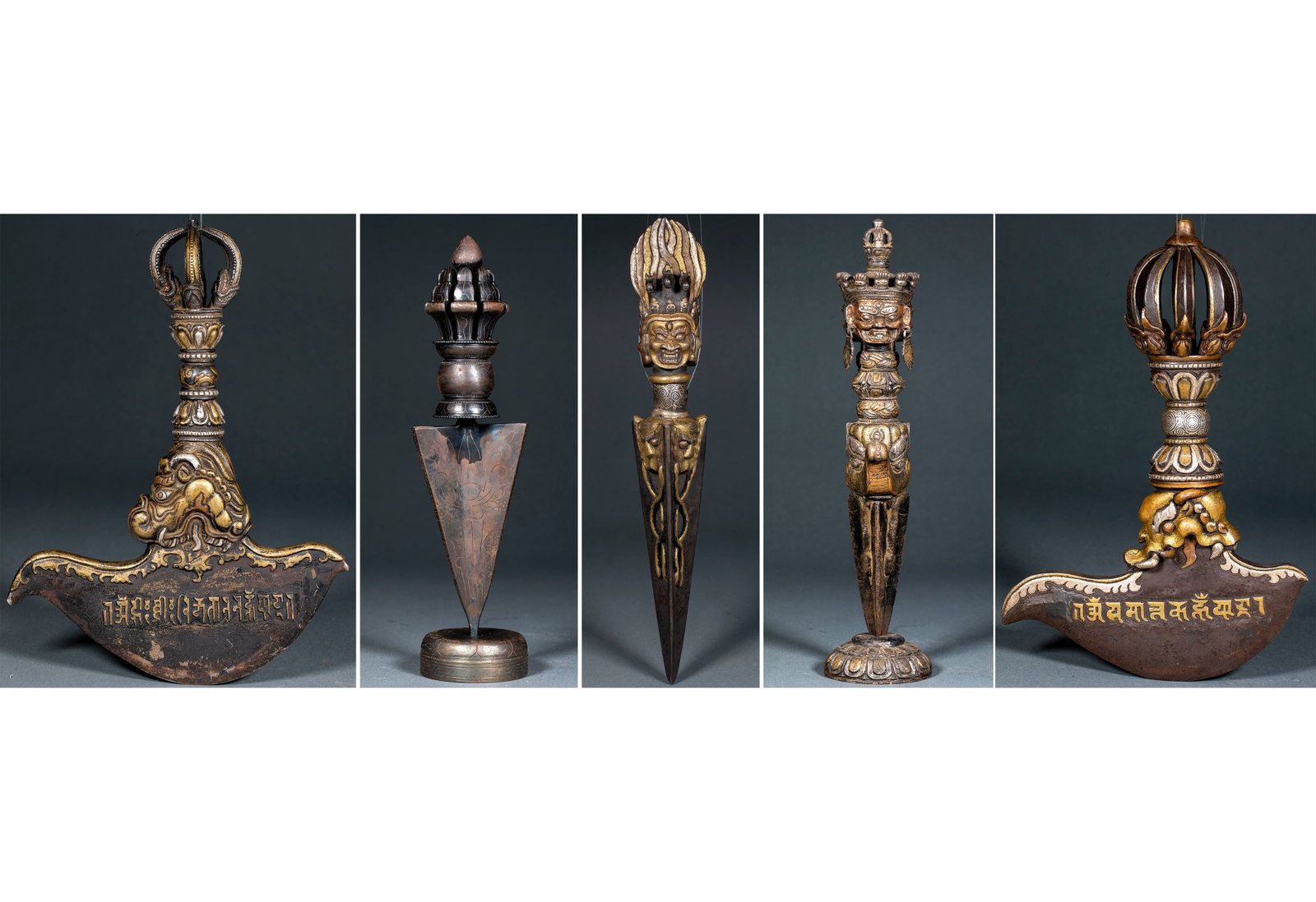 Set of Buddhist Ritual Implements: Set of Buddhist Ritual ImplementsMax H 36.5 cm, Max L 19.5 cm