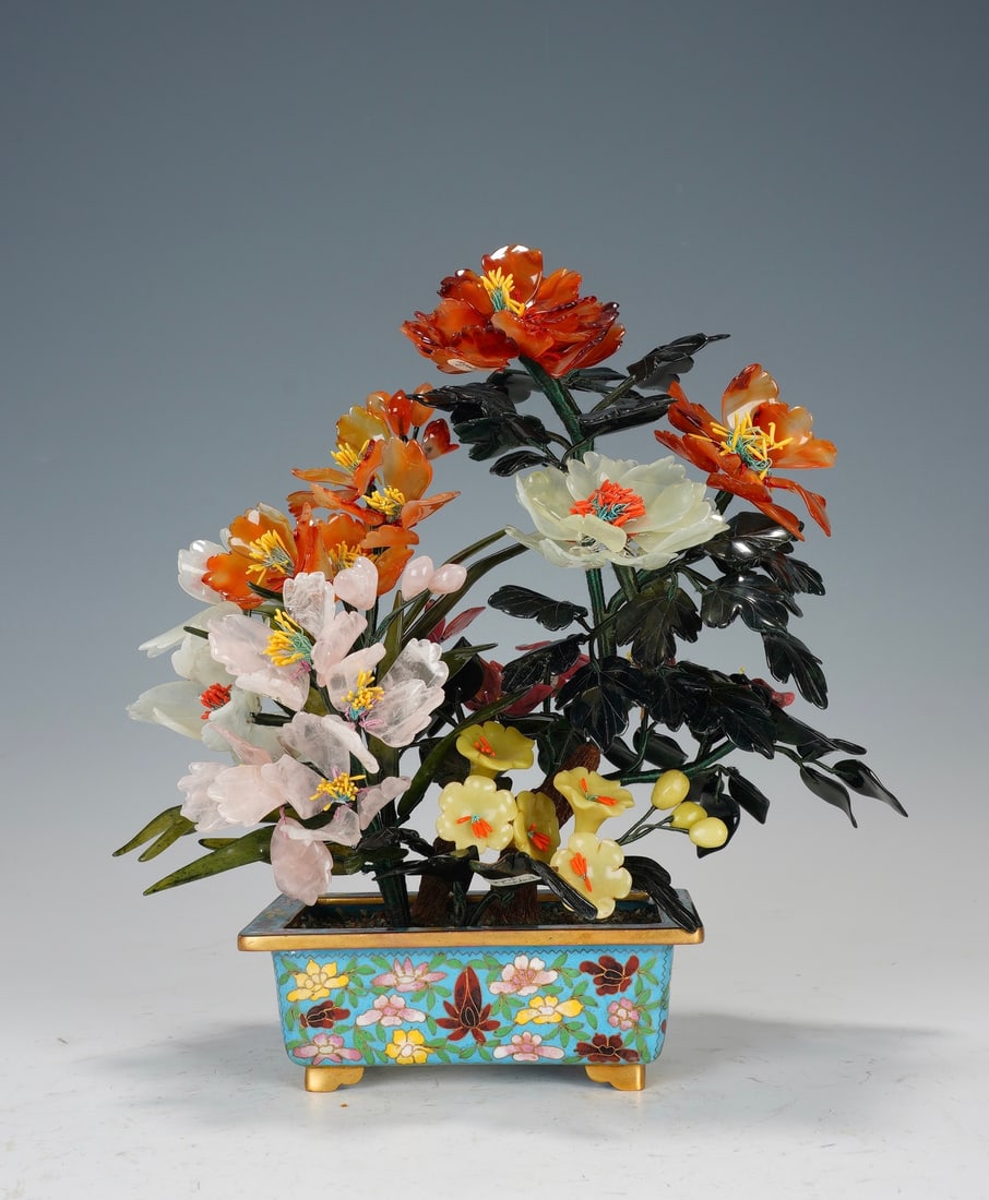 CloisonnE Jade Bonsai: CloisonnE Jade BonsaiH 30 cm, W 27 cm