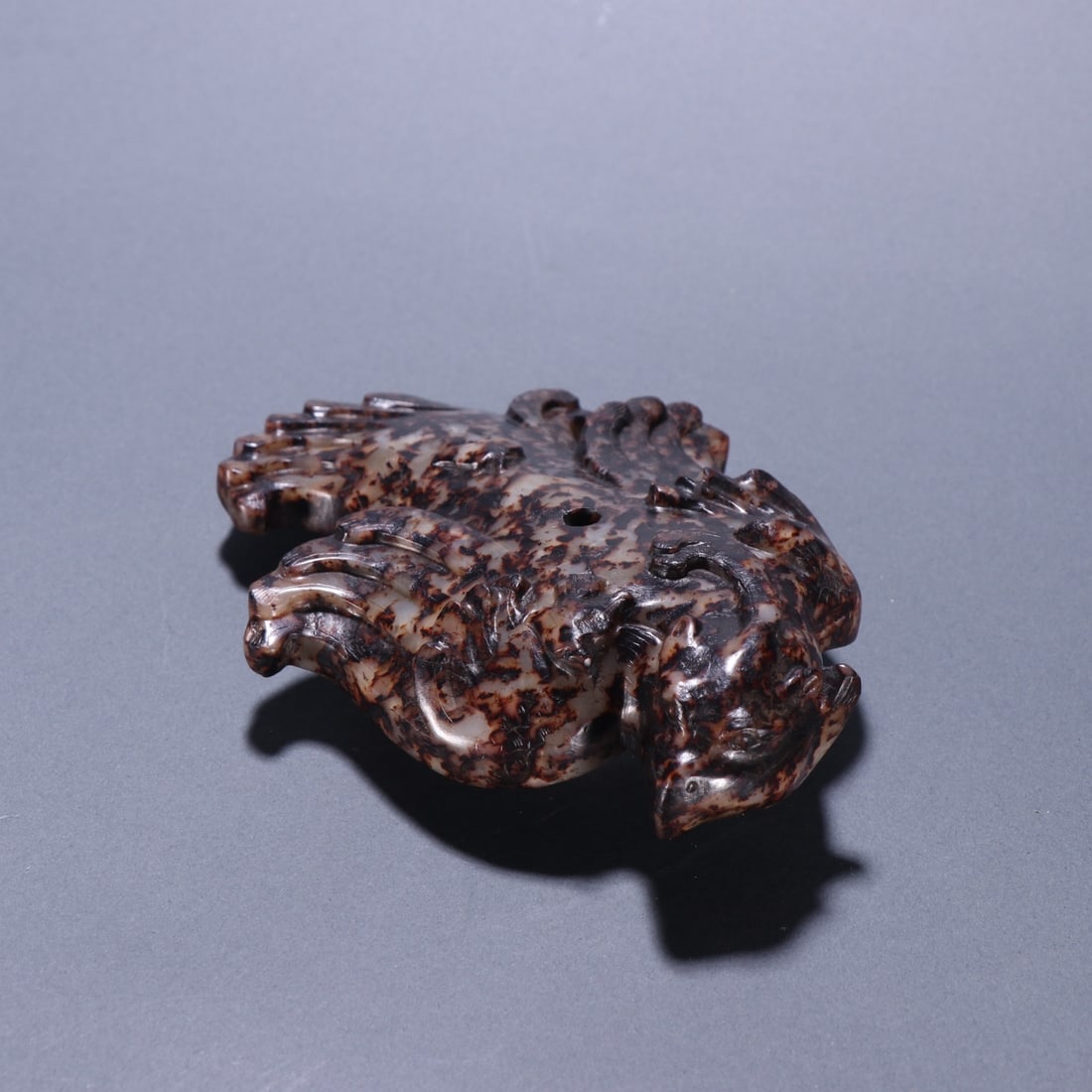 High Ancient Hetian Jade Bird Carved from Raw Pebble Material: High Ancient Hetian Jade Bird Carved from Raw Pebble MaterialL 12.1 cm, W 9.1 cm
