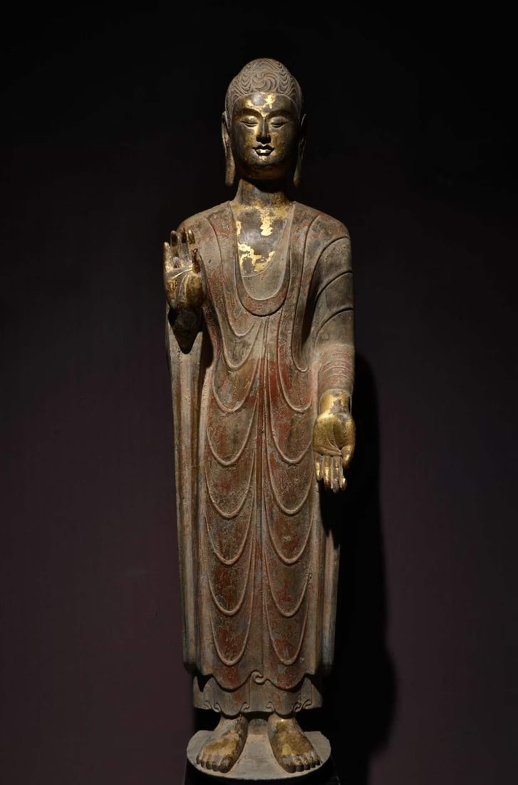 Gilded Painted Standing Buddha, Qingzhou, Northern Qi Dynasty (1 of 9)