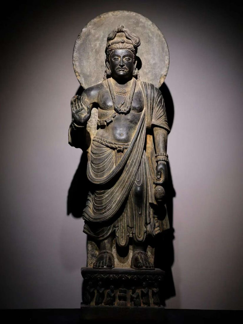 Gandhara Art Schist Maitreya Bodhisattva Relief (1 of 9)