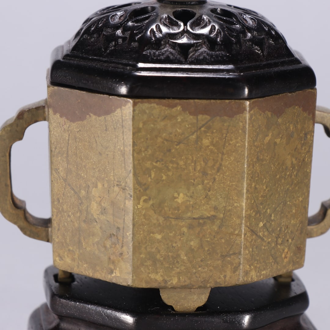 Bronze Octagonal TwoEar Incense Burner - 2
