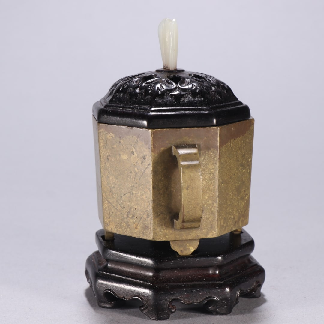 Bronze Octagonal TwoEar Incense Burner - 4