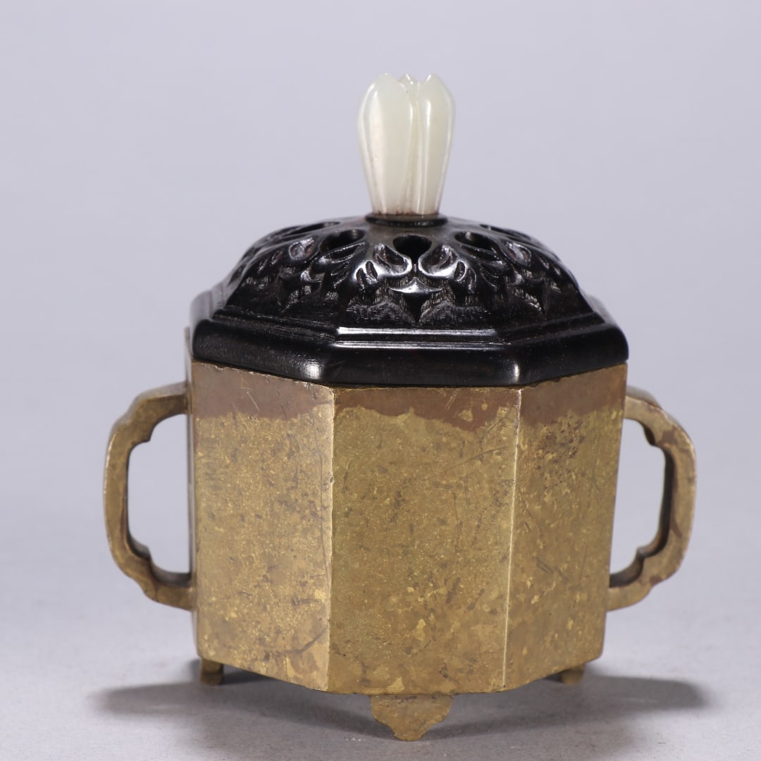Bronze Octagonal TwoEar Incense Burner - 5