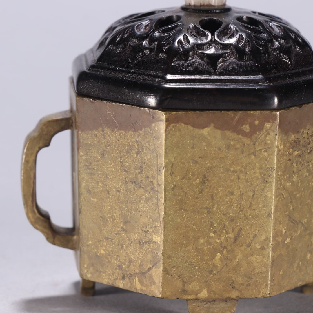 Bronze Octagonal TwoEar Incense Burner - 6
