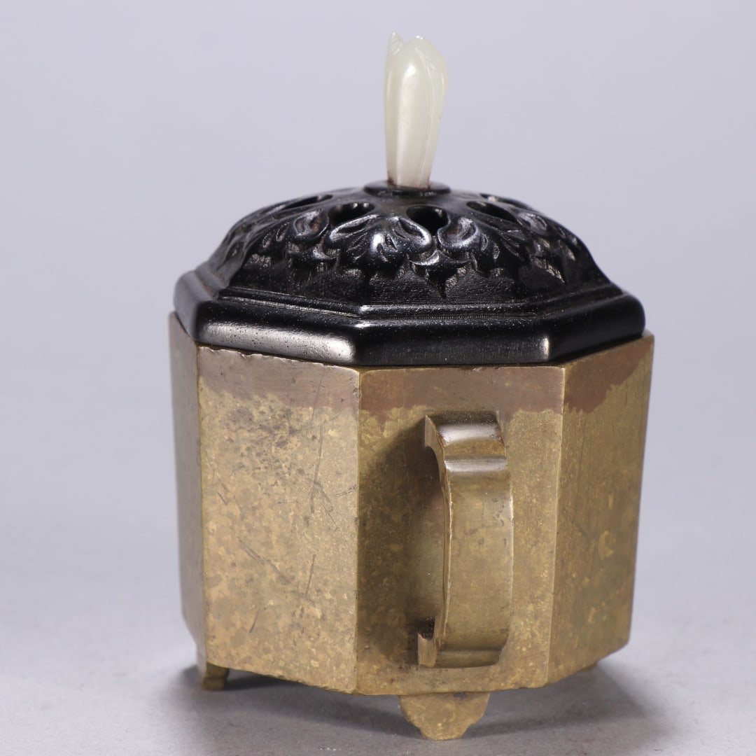 Bronze Octagonal TwoEar Incense Burner - 7