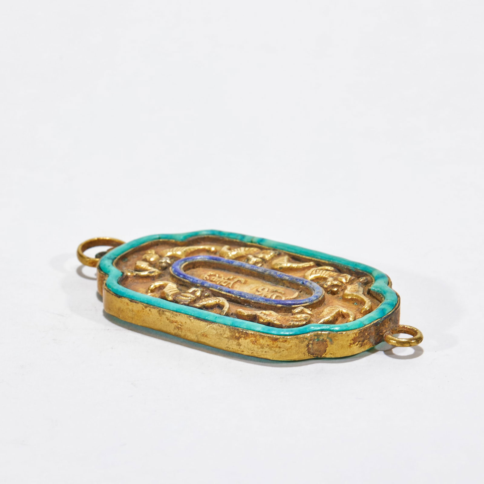 Gilt Bronze Fasting Tablet with Auspicious Blessing Patterns - 4