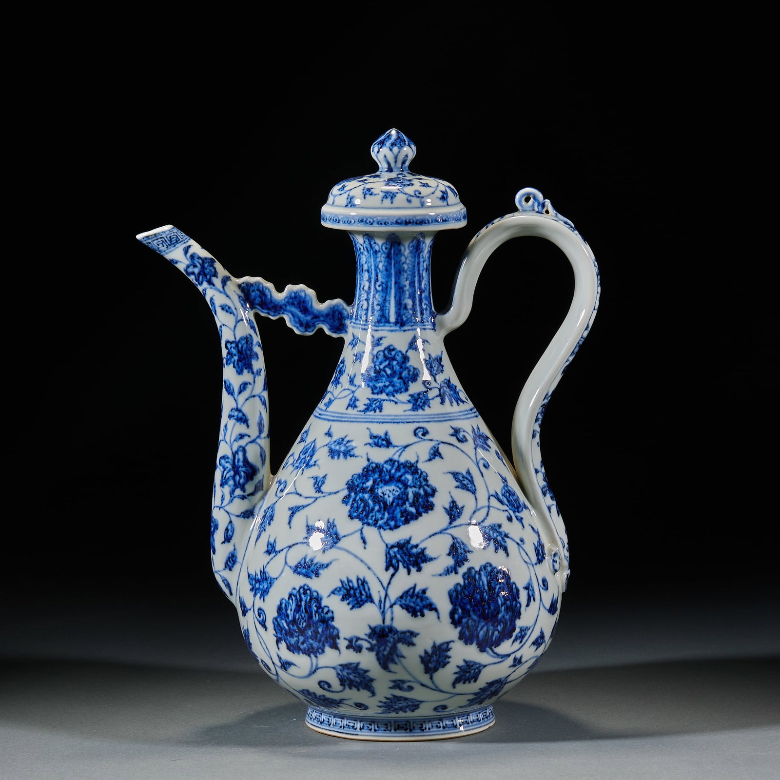 Blue and White Floral Ewer: Blue and White Floral EwerH 32.5 cm, L 24.5 cm, W 16 cm