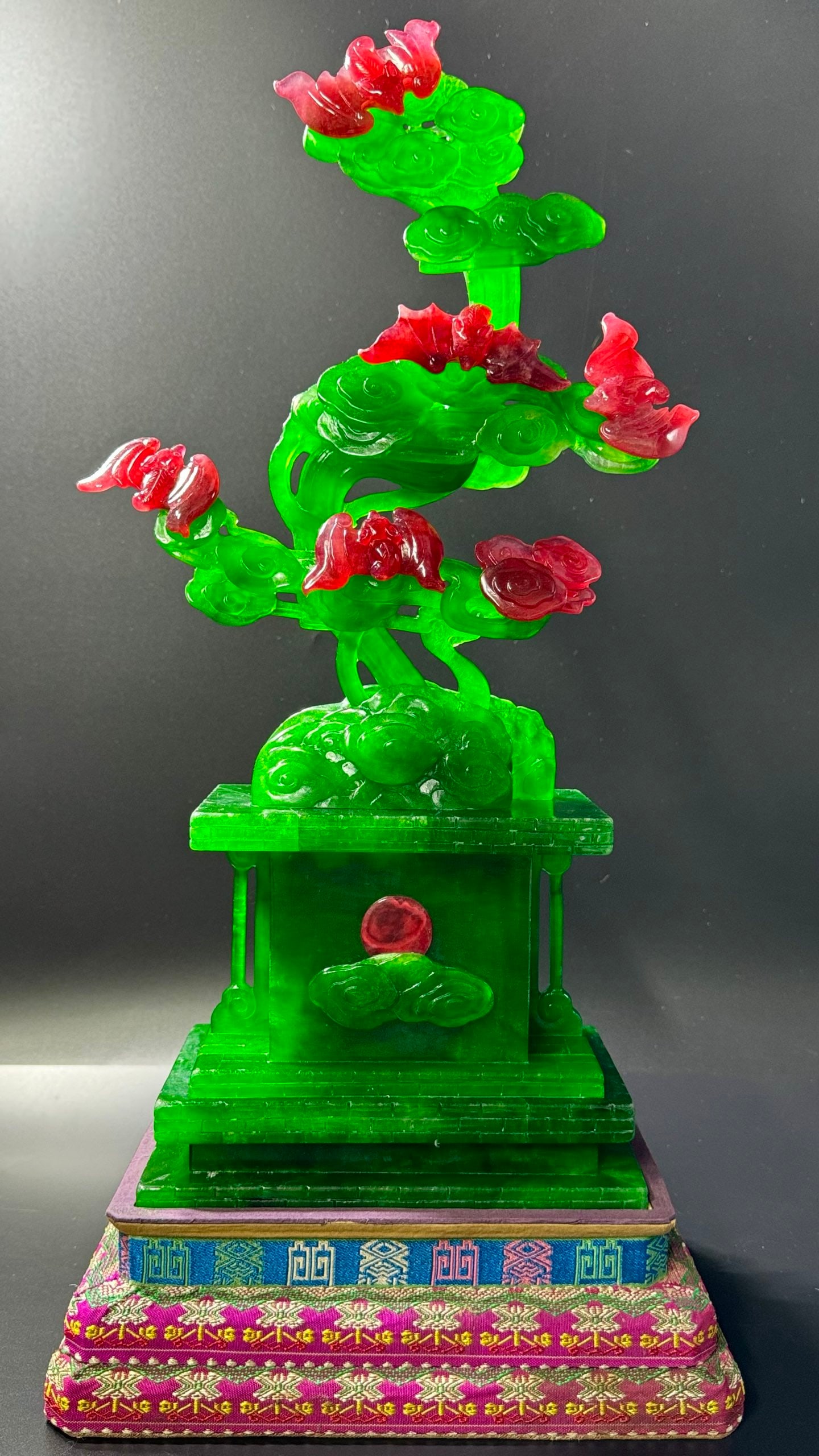 Translucent Emerald Ornament: Five Blessings Arriving, Fortune Descending from Heaven (1 of 10)
