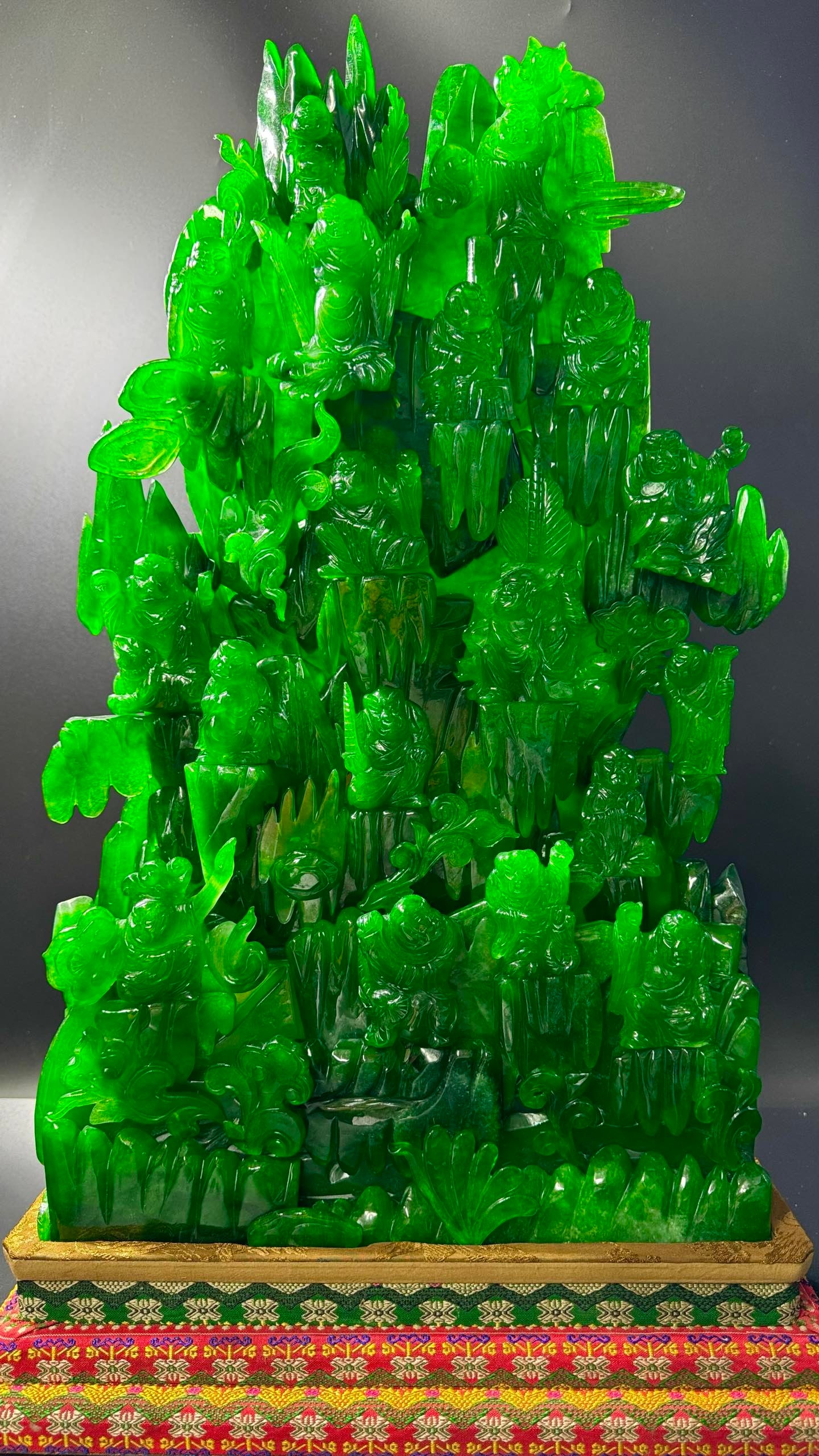 Large Translucent Vivid Emerald Sculpture: The Eighteen Arhats (1 of 11)