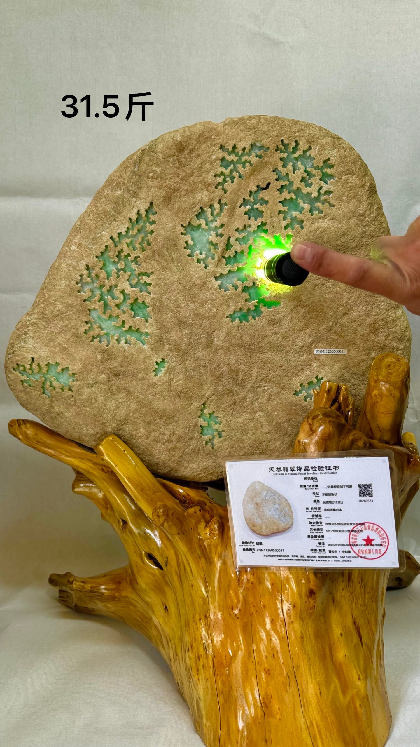 Full Vivid Green Emerald Rough Stone: Full Vivid Green Emerald Rough StoneH 35 cm