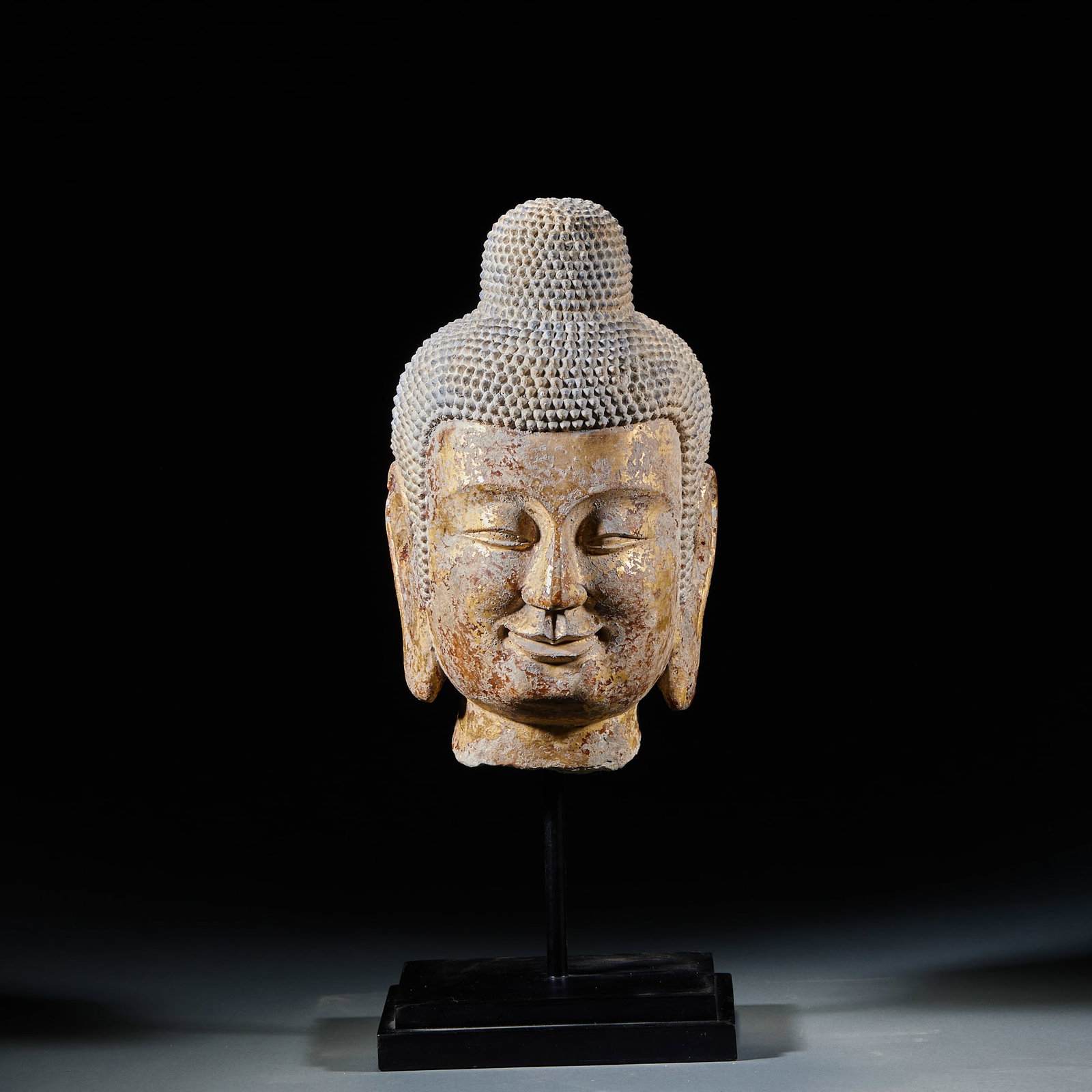 Northern Wei Gilded Bluestone Buddha Head (1 of 6)