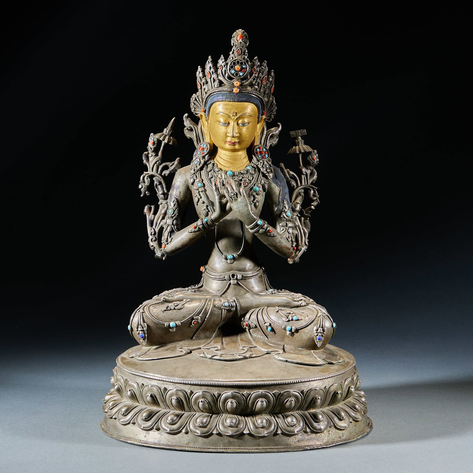 Silver Gilt Statue of Tara: Silver Gilt Statue of TaraH 34 cm, L 23.5 cm, W 22 cm