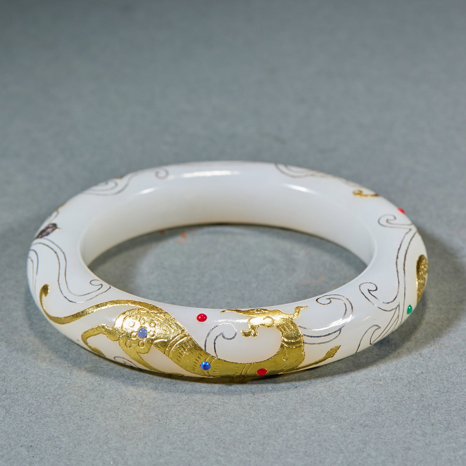 GoldInlaid Jade Bangle - 2