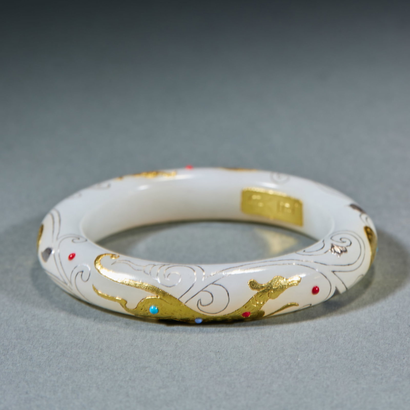 GoldInlaid Jade Bangle - 3