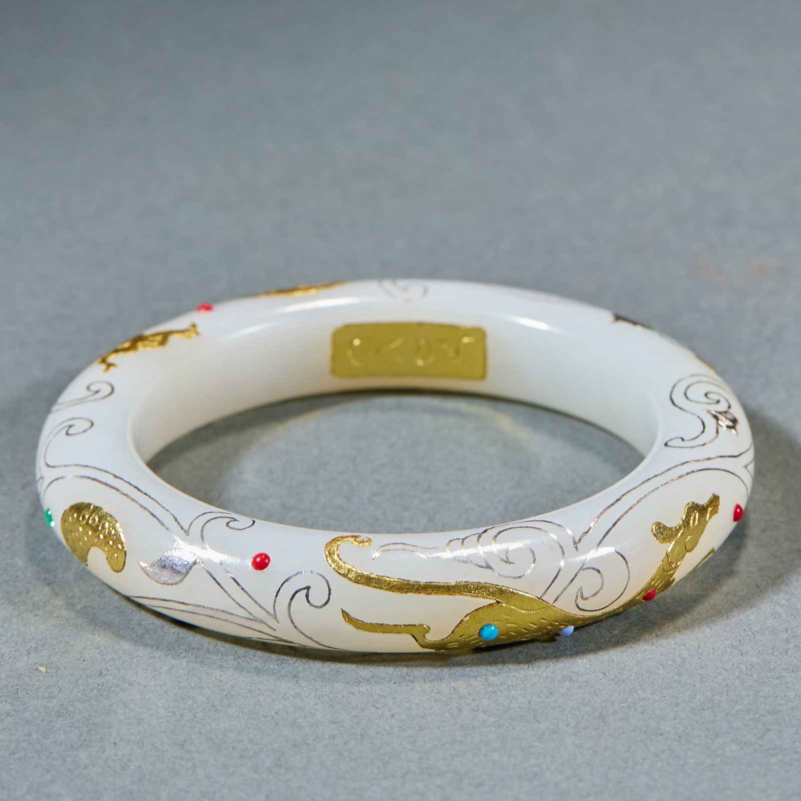 GoldInlaid Jade Bangle - 5