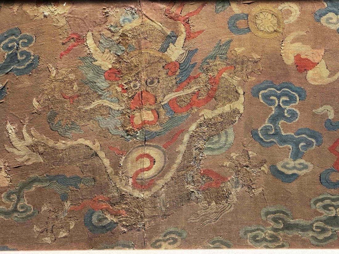 MidQing Kesi Silk Hanging Screen with Dragon Patterns - 3