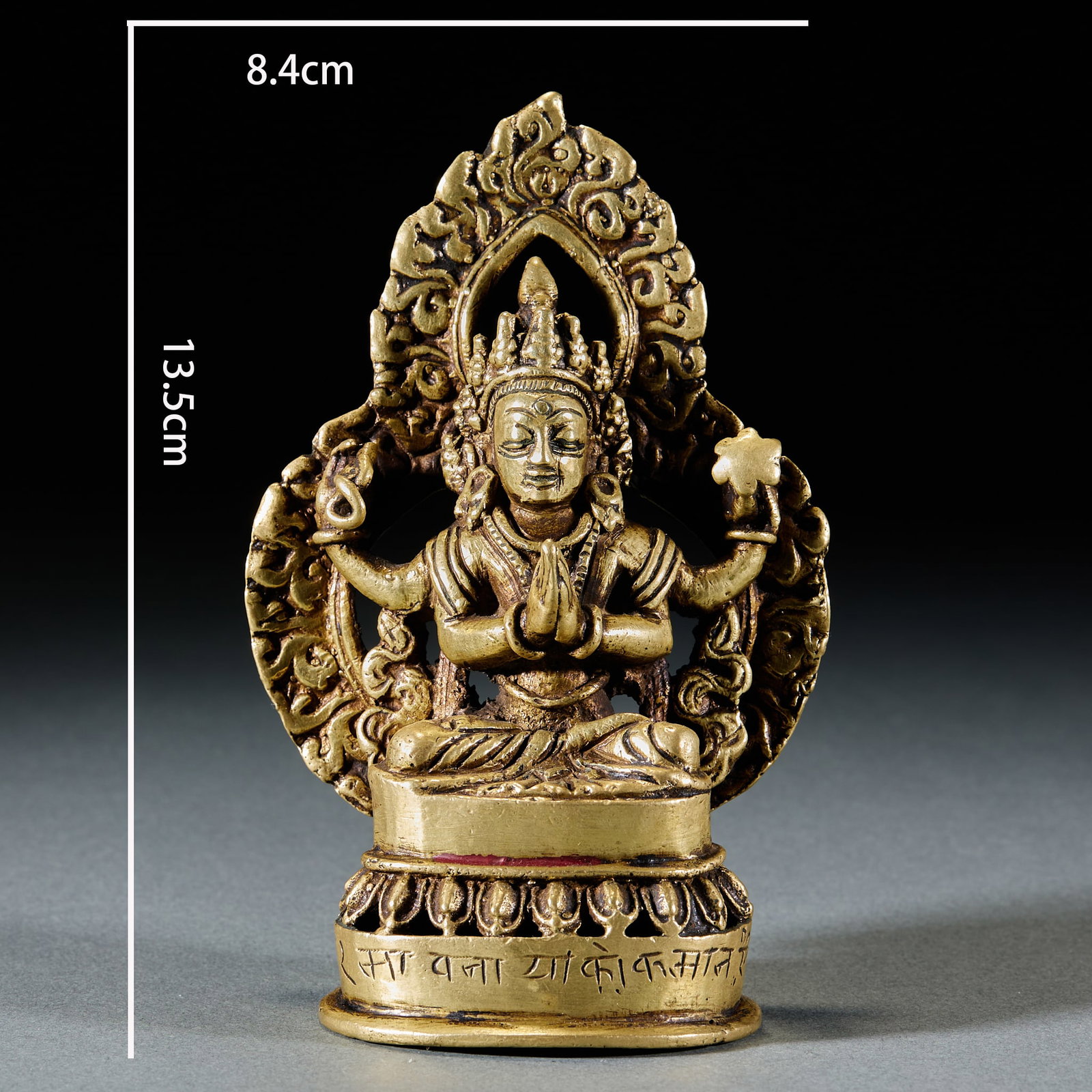 BronzeBody Tibetan Statue of FourArmed Guanyin: BronzeBody Tibetan Statue of FourArmed GuanyinH 13 cm, L 8.4 cm, W 5.5 cm