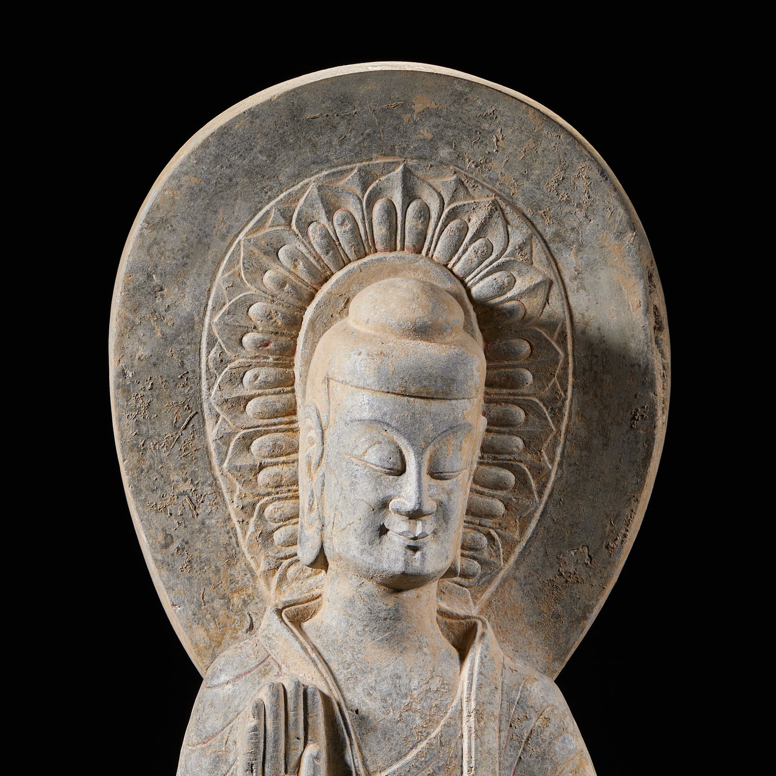 Bluestone Buddha Head with Mandorla Backlight - 2