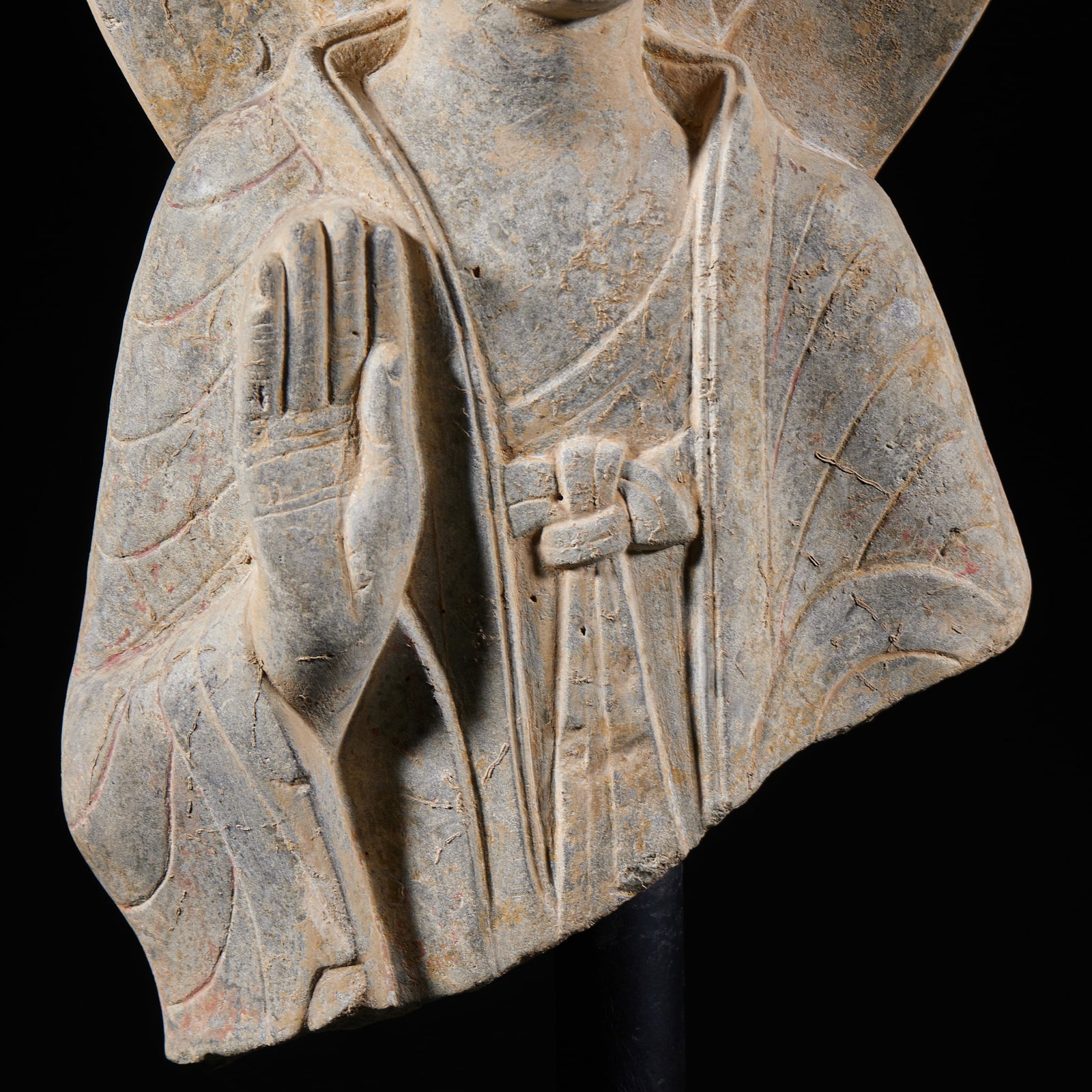 Bluestone Buddha Head with Mandorla Backlight - 3