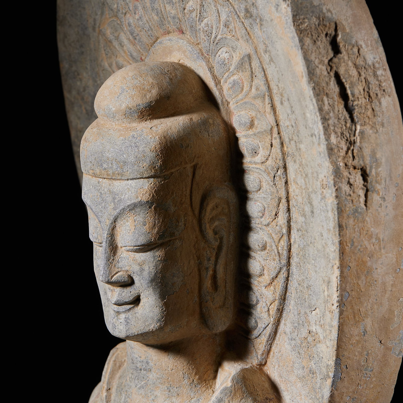 Bluestone Buddha Head with Mandorla Backlight - 6