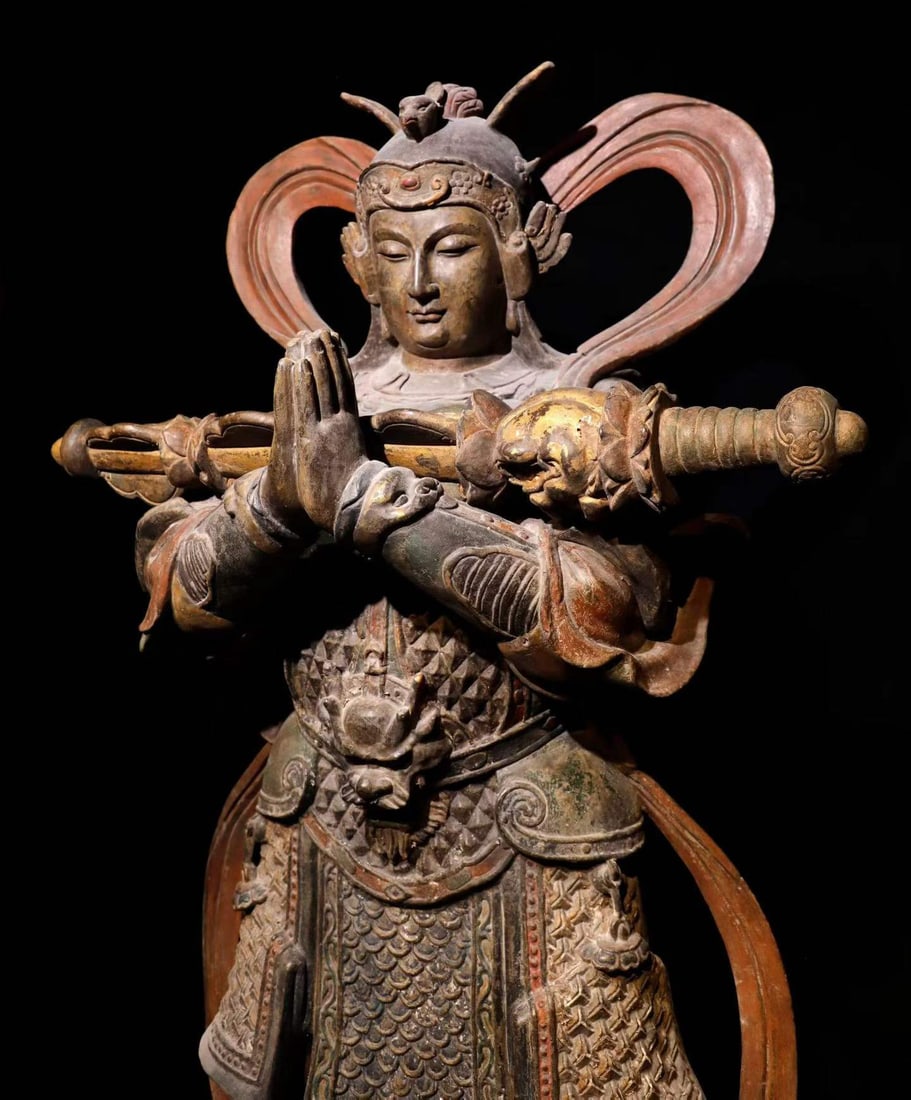 Wei Tuo Bodhisattva painted with bluestone - 4