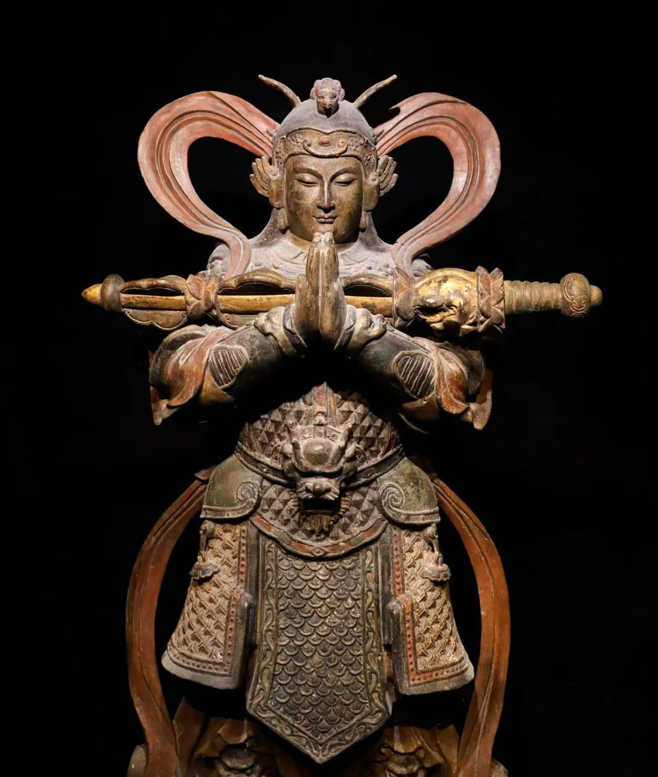Wei Tuo Bodhisattva painted with bluestone - 5