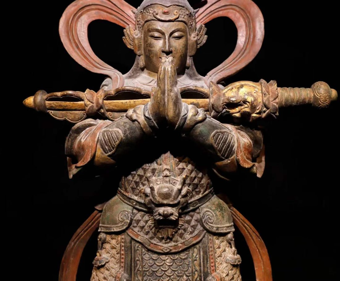 Wei Tuo Bodhisattva painted with bluestone - 8