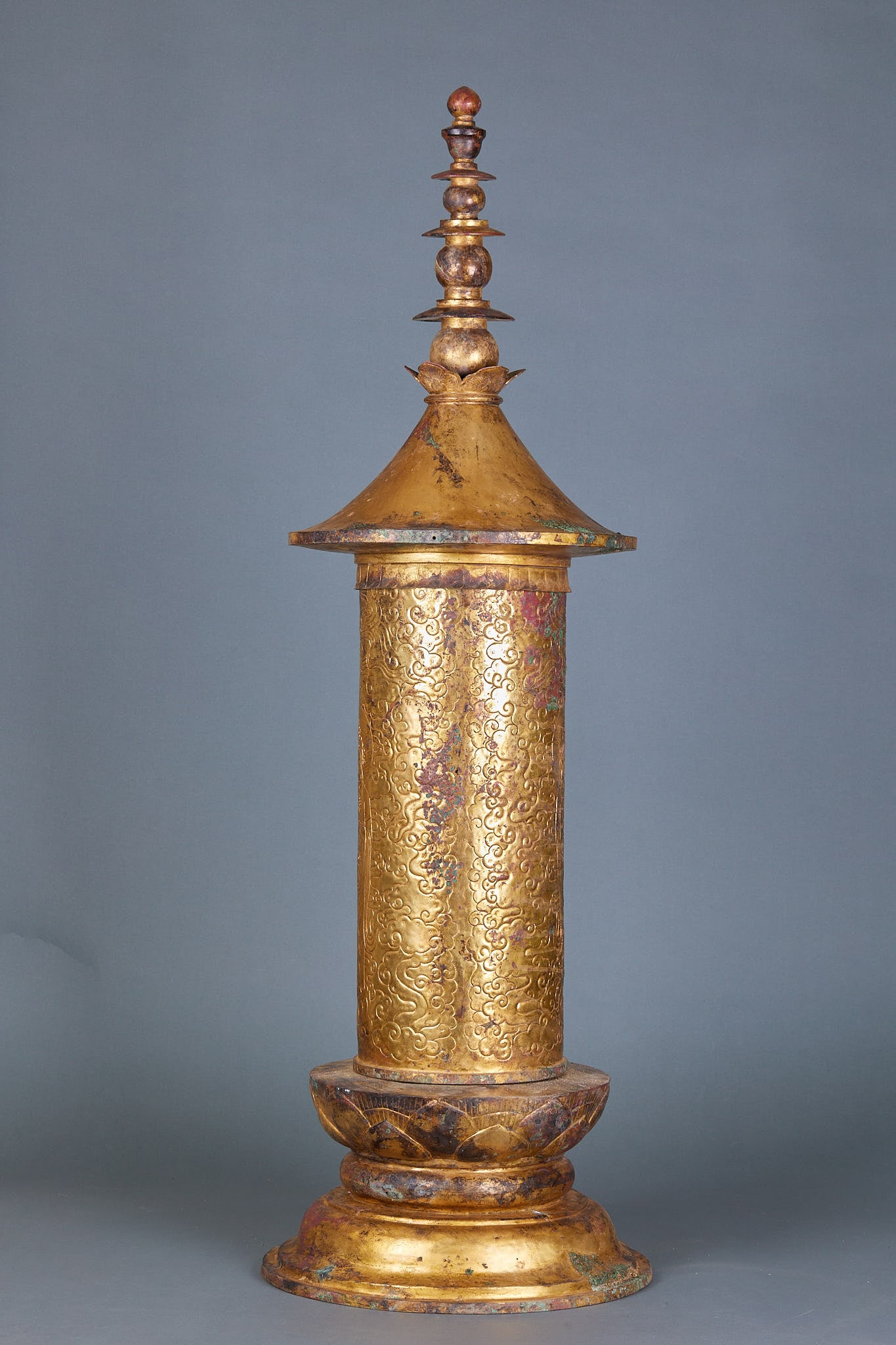 Copper gilt pagoda - 12