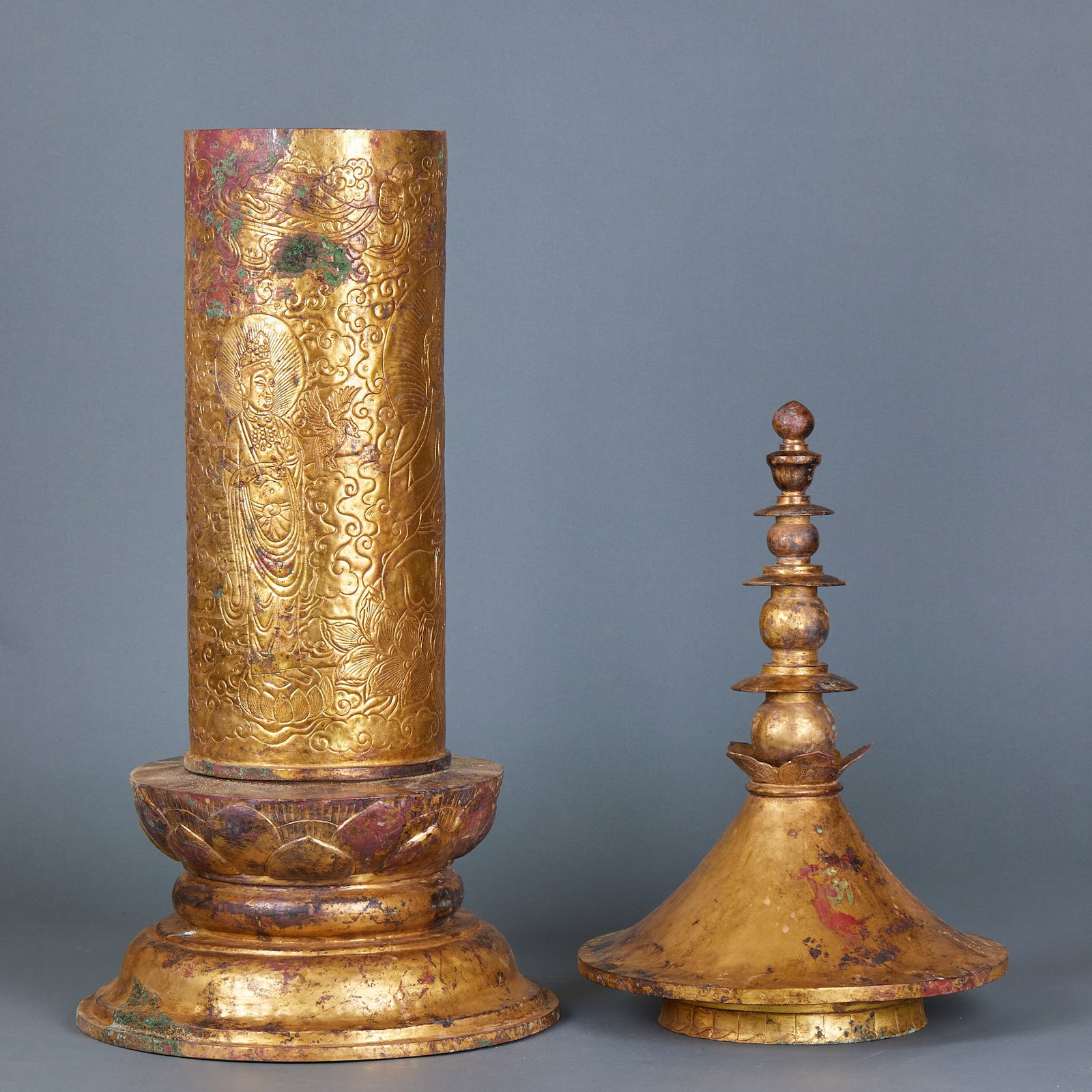 Copper gilt pagoda - 15