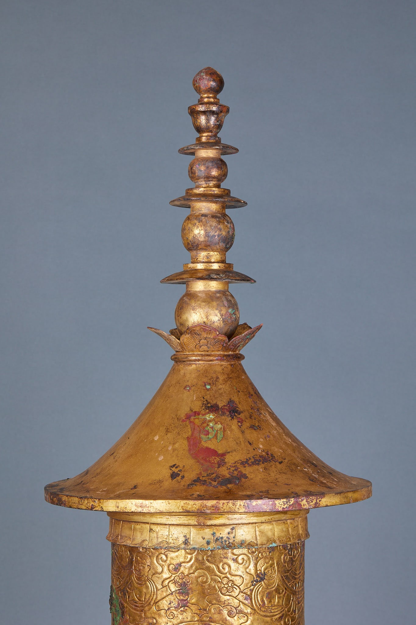 Copper gilt pagoda - 9