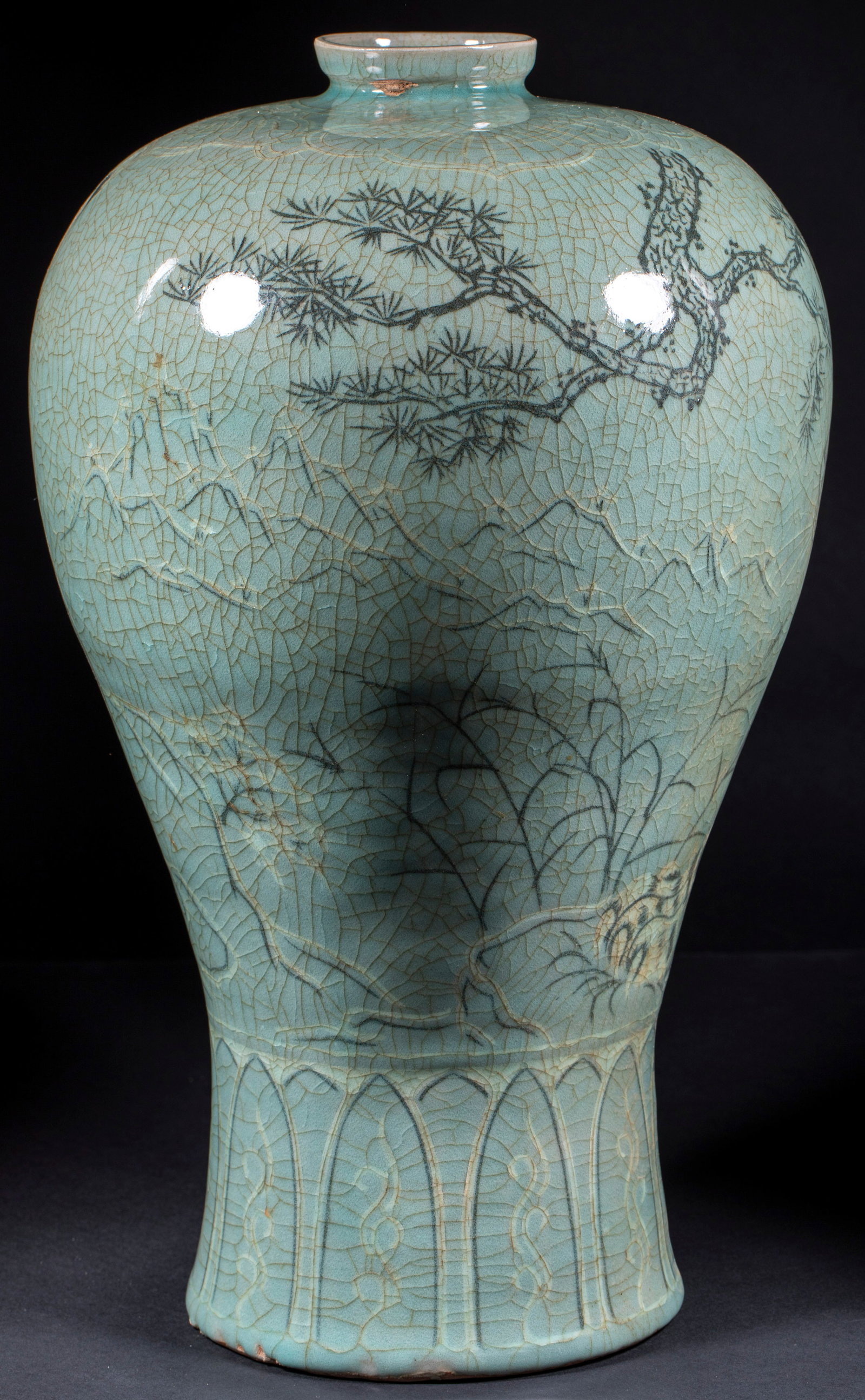 Korean celadon tiger plum bottle - 9