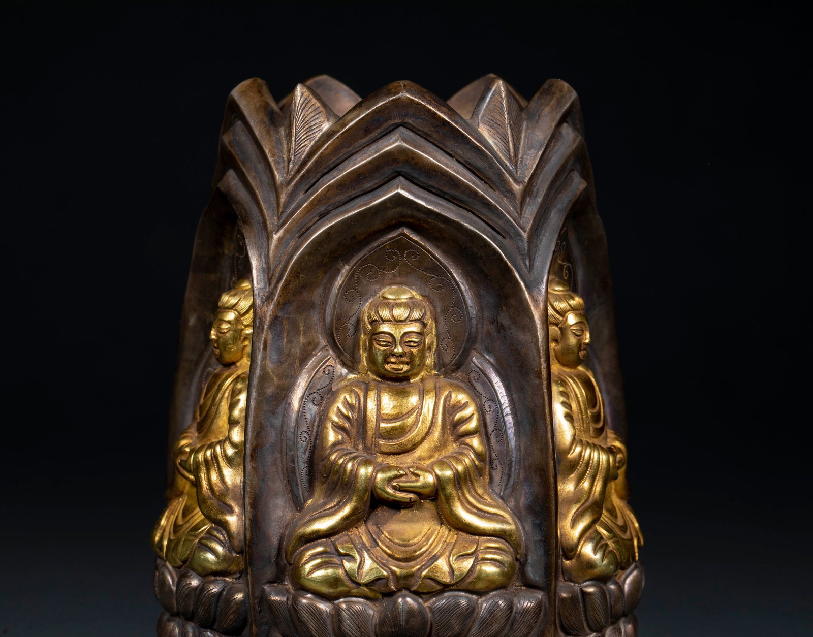 Silver-gilded Buddha statue donor - 2