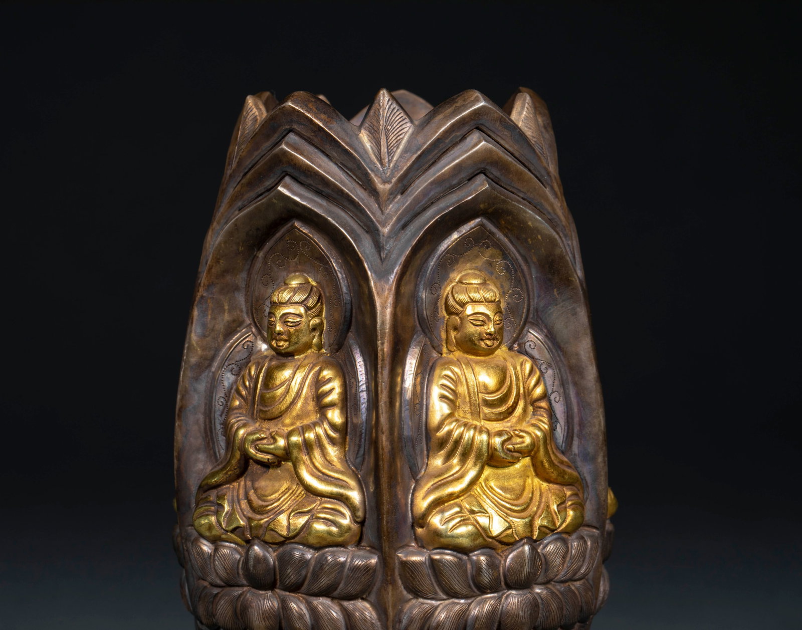 Silver-gilded Buddha statue donor - 5