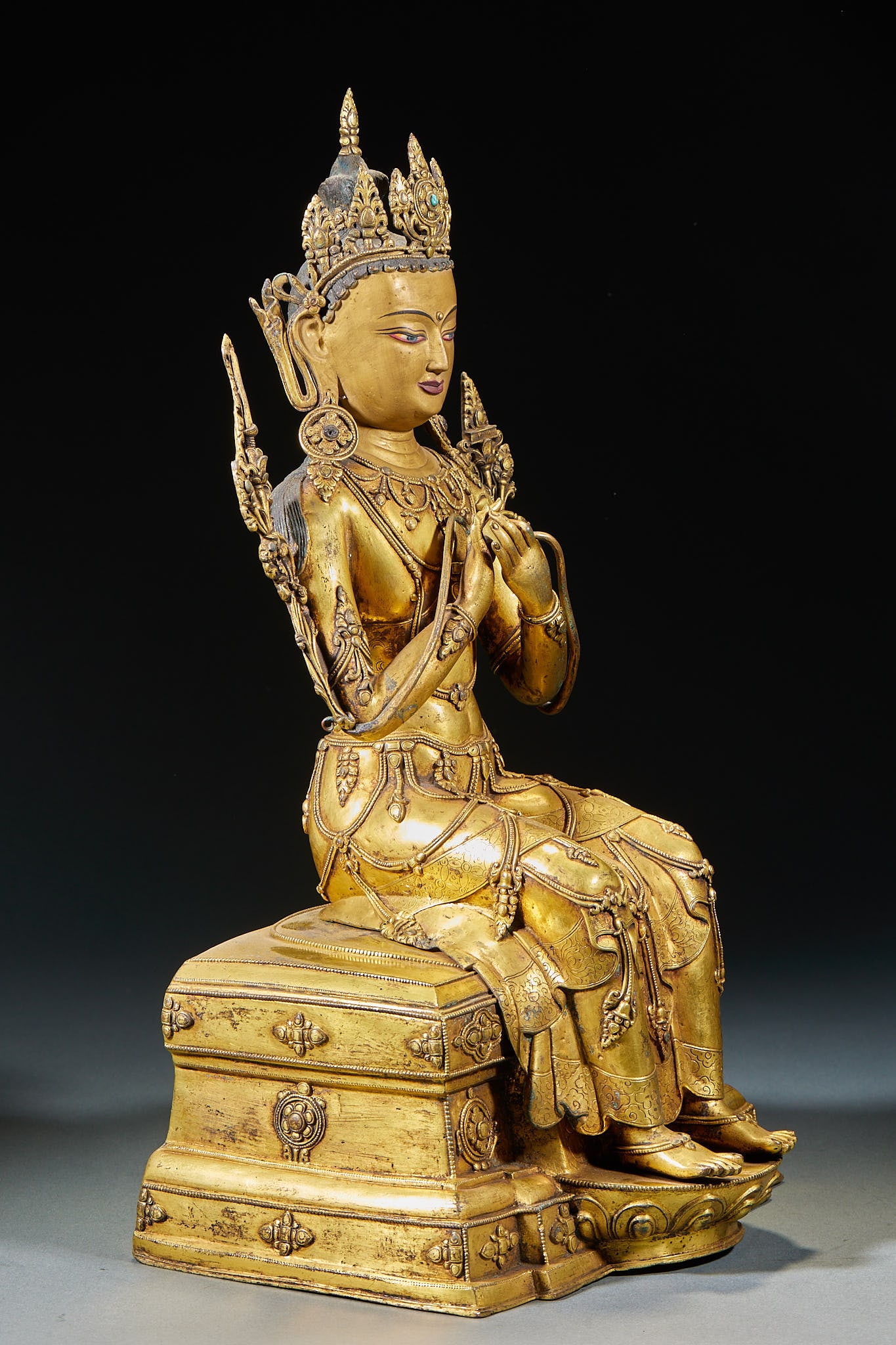 Bronze gilded Tara statue - 12
