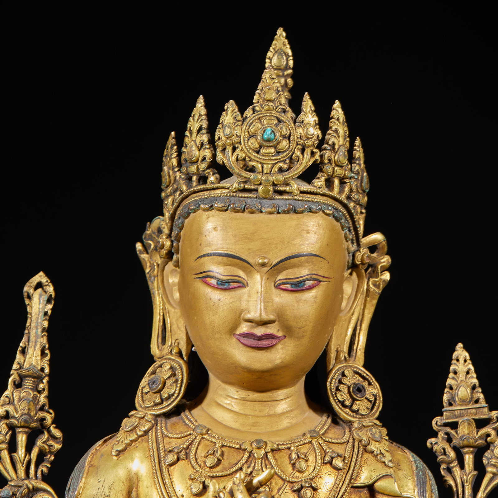 Bronze gilded Tara statue - 2